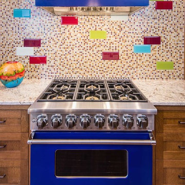 Custom White Oak Woodworking Completes a Colorful Craftsman Kitchen