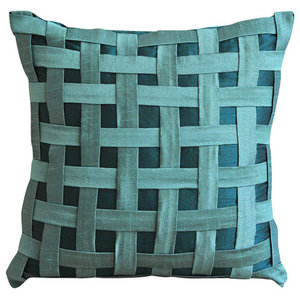Purple N Plum Basket Weave Purple Silk Pillowcase Contemporary