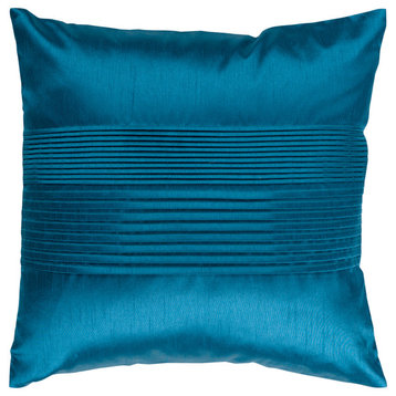 Solid Pleated Pillow Cover 18x18x0.25, Teal Blue