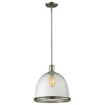 Z-lite - Z-Lite 718P13-BN One Light Pendant Mason Brushed Nickel - The simple vintage design of the Mason family is a warm welcome to any style in your home. Available in bronze, olde bronze, brushed nickel and chrome finishes. 13`` pendants with metal and matte opal shades include a frosted glass diffuser.