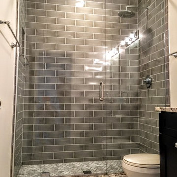 Custom bathroom glass, frameless shower enclosure