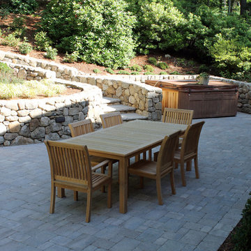 Natural Fieldstone Walls, Granite Steps & Paver Patio - Weston, Ma