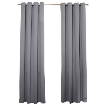Silver Grommet Top Solid Thermal Insulated Blackout Curtain, Gray, 95"