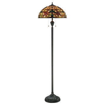 Luxury Mediterranean Tiffany Floor Lamp, Vintage Bronze, UQL7151