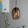 Mini Pendant Handblown Glass Ceiling Light, Brown Shade, Finish: Brass