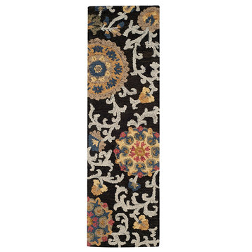 Safavieh Blossom Blm401A Floral Rug, Charcoal/Multi, 2'3"x8'0" Runner