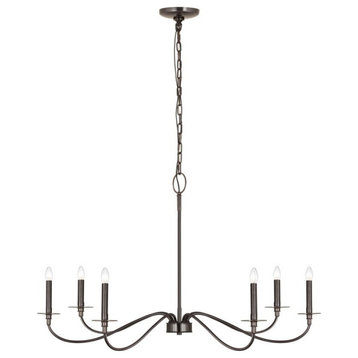 6 Light Chandelier in Restoration Style - 42 Inches Wide by 29 Inches