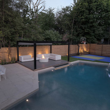 Elegant Backyard Landscaping Project with Sports Court & Pool Installation