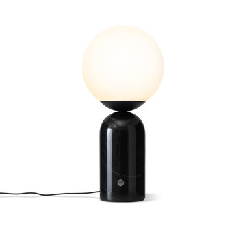 Brightech Mila Tall Table Lamp Glass Globe Shade Marble Base, Black