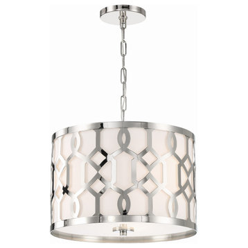 Crystorama 2265-PN 3 Light Chandelier in Polished Nickel with Silk