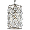 Crystal Grid 1-Light 8" Clear Glass Pendant, Polished Nickel, With LED Bulbs