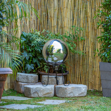 10" Diameter Indoor/Outdoor Glass Gazing Globe Yard Decoration, Silver