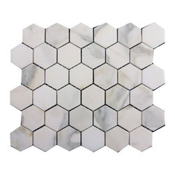 Calacatta Gold Italian Marble 2" Hexagon Mosaic Tiles - Home Accessories & Decor