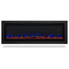 Real Flame 65" Metal and Glass Wall Mounted Electric Fireplace Insert in Black