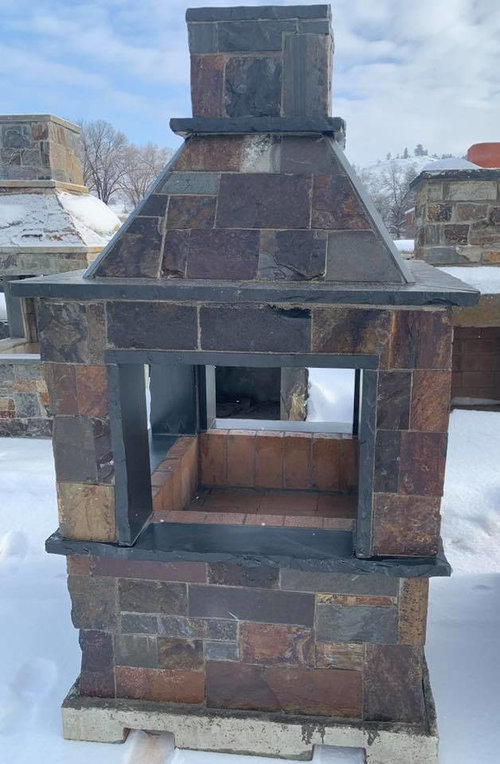 Outdoor Fireplaces with Natural Stone Veneer