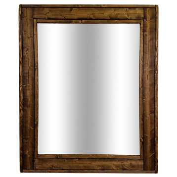 Herringbone Stained Vanity Mirror, Jacobean, 24"x30", Vertical