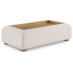 Meridian Furniture - Diana Linen Textured Fabric Upholstered Coffee Table, Natural - Steal the show when you add this Diana coffee table to your modern living room. This handsome table has the bells and whistles you're seeking for a refined and elegant yet modern and contemporary look in your home. The striking cream linen textured fabric gives the table textural appeal while the solid wooden natural finished table top and legs lends it the hallmarks of art deco design for an elevated vibe that's well suited to both casual and more formal settings.