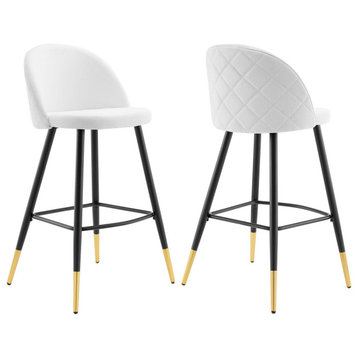 Cordial Fabric Bar Stools Set of 2, White