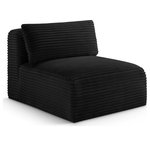 Meridian Furniture - Shaggy Upholstered Chair, Black, Corduroy Performance Fabric - Indulge in the allure of the Black Corduroy Performance Fabric Shaggy Armless Chair by Meridian Furniture. Its captivating design and luxurious Black Corduroy Performance Fabric elevate any space with effortless elegance. Crafted with precision and durability in mind, this stunning piece becomes the focal point of gatherings, fostering moments of connection and warmth. Embrace sophistication and style with the Shaggy Armless Chair, a testament to exquisite taste and timeless beauty.