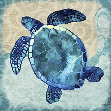 Canvas, Ocean Sea Turtle by Jill Meyer, 12"x12"