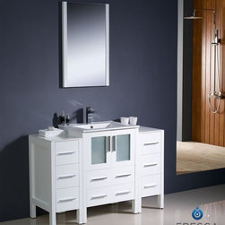 Fresca Torino 48'' Modern Bathroom Vanity Two Side Cabinets FVN62-122412WH-UNS - Bath Products