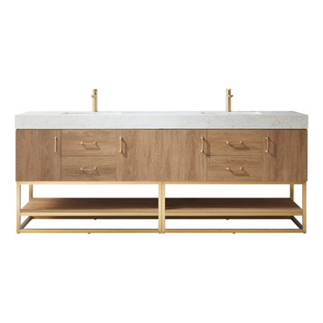 Alistair Vanity, North American Oak With Countertop, 84", Without Mirror