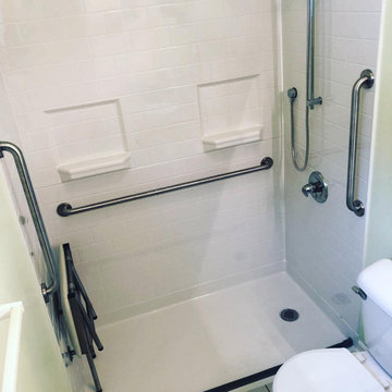 No Entry Shower with Shower Seat and Grab Bars