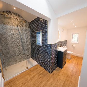Luxury Brushed Brass & Blue Shower Room