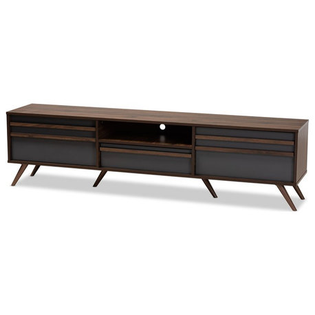 Baxton Studio Naoki Wood 60" TV Stand in Gray and Walnut