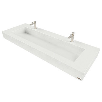 60" ADA Floating Concrete Ramp Sink, White Linen