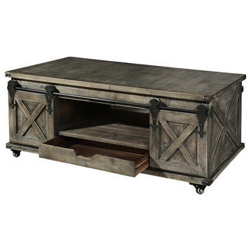 Presley 2 Door With Drawer Coffee Table, Driftwood Grey