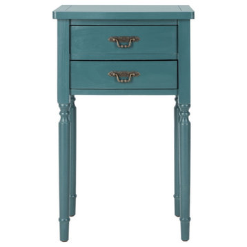 Floyd End Table With Storage Drawers, Teal