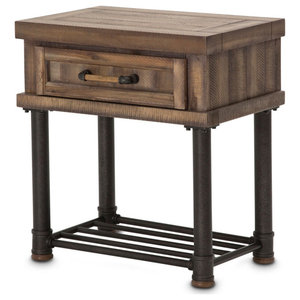 Small Industrial Side Table Vintage Style Bedside Nightstand Cabinet Urban Unit