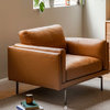 Luxury Sofa, Leather-Brown Single Seat Sofa 40.6x32.7x32.7"
