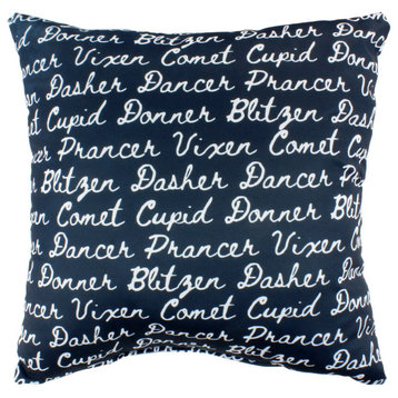 Reindeer Names Double Sided Pillow, Midnight Blue