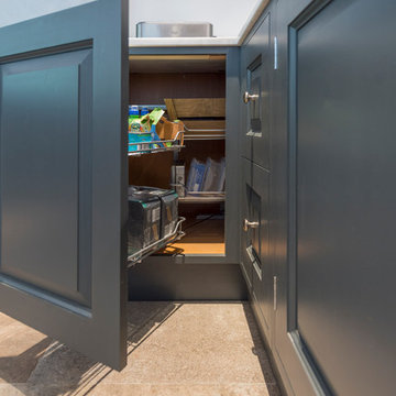 Grey Painted Balham Kitchen, with one side in Cherry