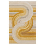 Jaipur Living - Jaipur Living Trillare Handmade Abstract Yellow/Light Gray Area Rug 6'X9' - The sleek and angular Iconic collection infuses interiors with bold colorways and modern style. A playful geometric swirl on a striped backdrop marries an on-trend cream, gold, yellow, and light gray to form the irregularly shaped Trillare rug. Hand tufted of viscose and New Zealand wool, this fresh accent boasts cut and looped pile for added texture and dimension. This piece of art is best suited for low traffic areas of the home.