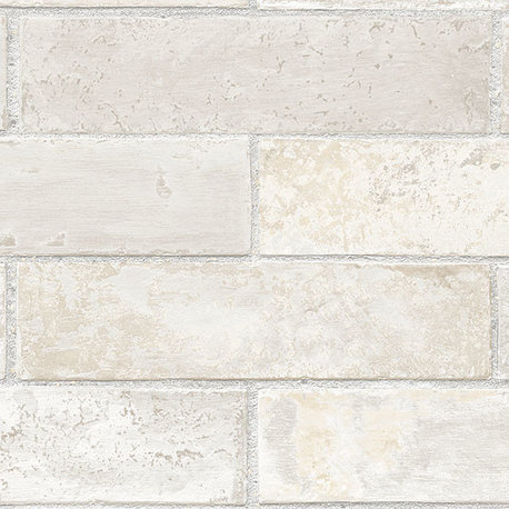 Textured Brick Wallpaper, Beige and Light Gray, 1 Bolt