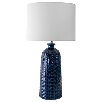 Nuloom 30" Polona Ceramic Linen Shade Table Lamp, Navy