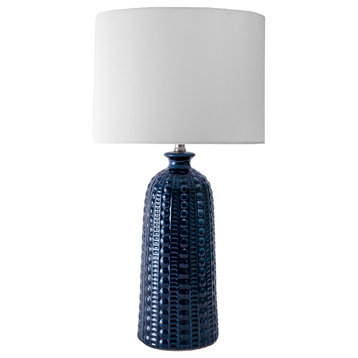 30" Polona Ceramic Linen Shade Table Lamp, Navy