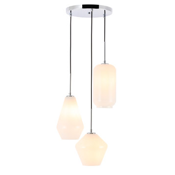Gene 3 Light Pendant in Chrome And Frosted White Glass