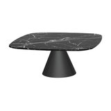 Oscar Small Square Coffee Table, Black Marble, Black Base