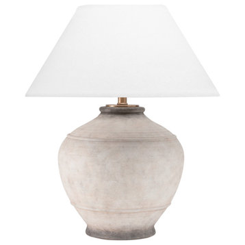 Malta 1 Light Table Lamp, Ash With White Belgian Linen Shade