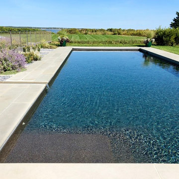 Ocean Blue Pebble Sheen w/ Rodio Tile and Bluestone