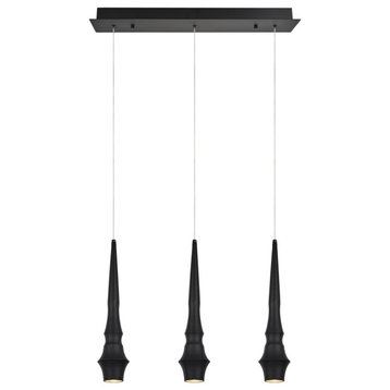 61071-2 Adjustable LED 3-Light Hanging Pendant Ceiling Light, Black