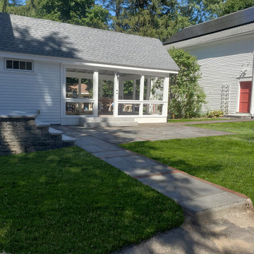 Granite and brick patio, entrance steps and walkway