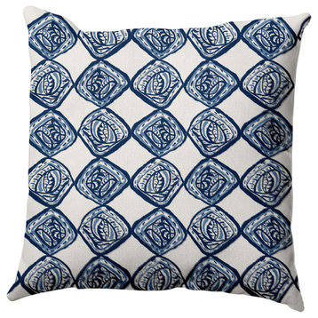 Cowry Check Pillow, Blue, 20"x20"