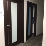 Modern Swing Door with Laminate Insert in Wenge Finish