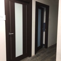 Modern Swing Door with Laminate Insert in Wenge Finish - Interior Doors