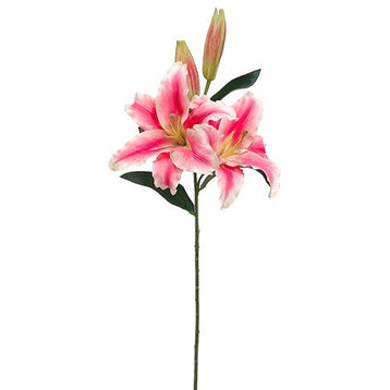 Silk Plants Direct Casablanca Lily Spray, Cerise Pink, Pack of 12